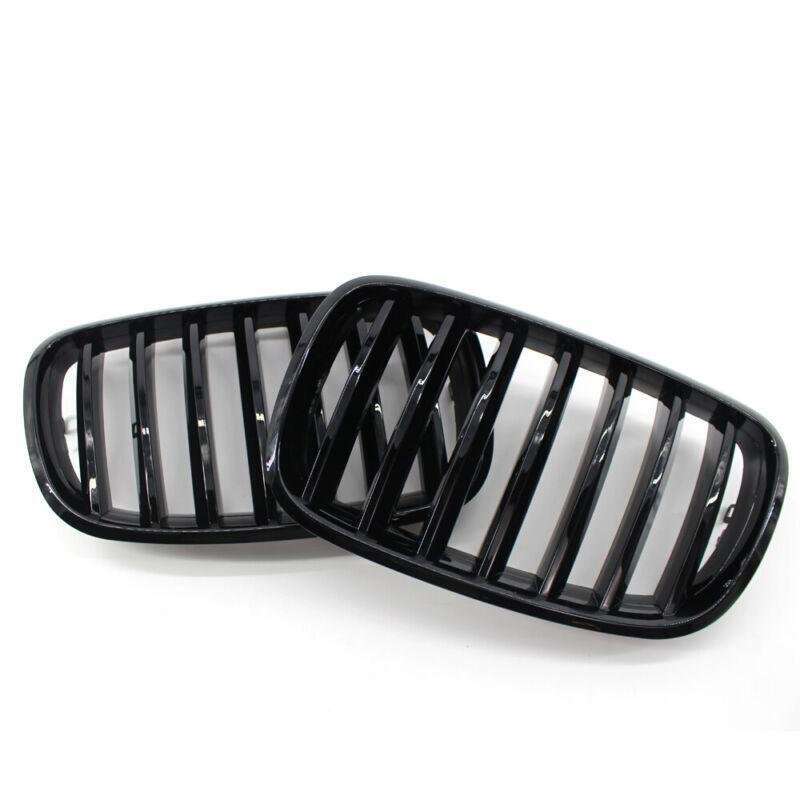 Pair of Gloss Black Front Bumper Kidney Grille Fit For BMW E70 X5 E71 X6 07-14