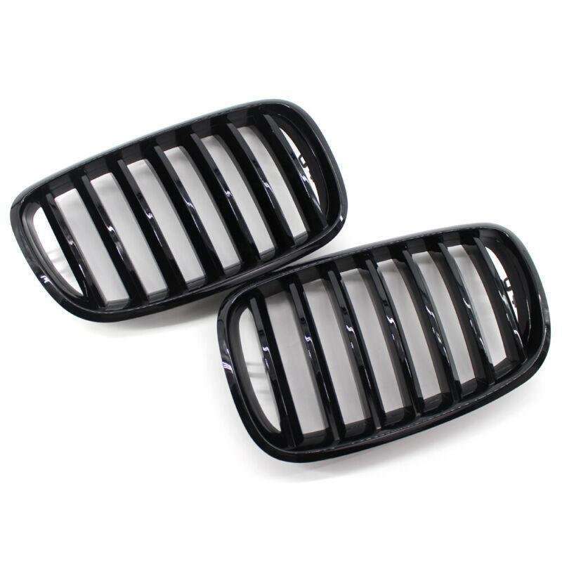 Pair of Gloss Black Front Bumper Kidney Grille Fit For BMW E70 X5 E71 X6 07-14