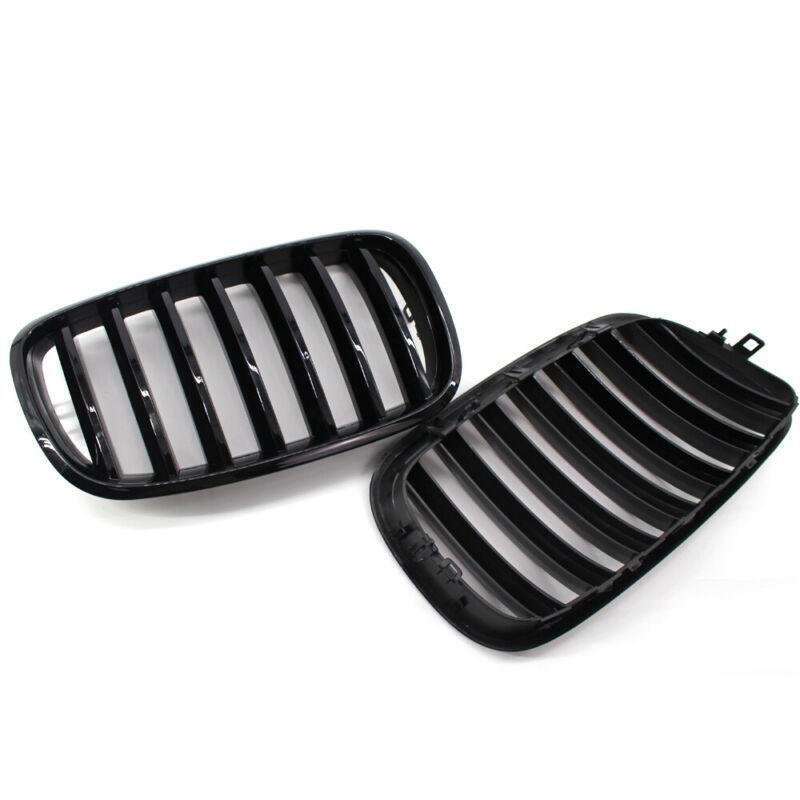 Pair of Gloss Black Front Bumper Kidney Grille Fit For BMW E70 X5 E71 X6 07-14
