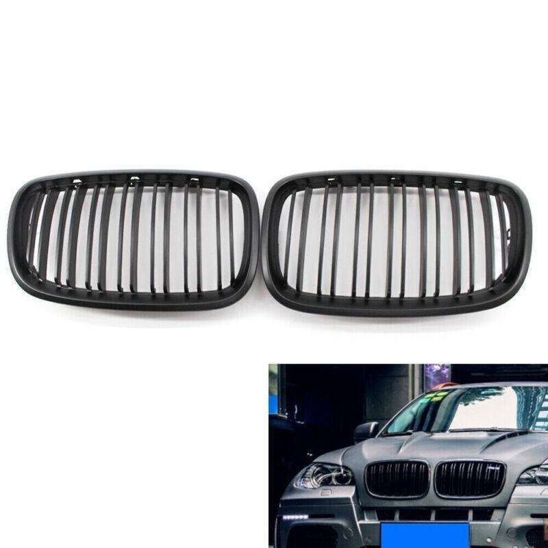 2X/Set Car Grille Flat Black Dual Slat for BMW E70 X5 E71 X6 07-14 Mesh Grill