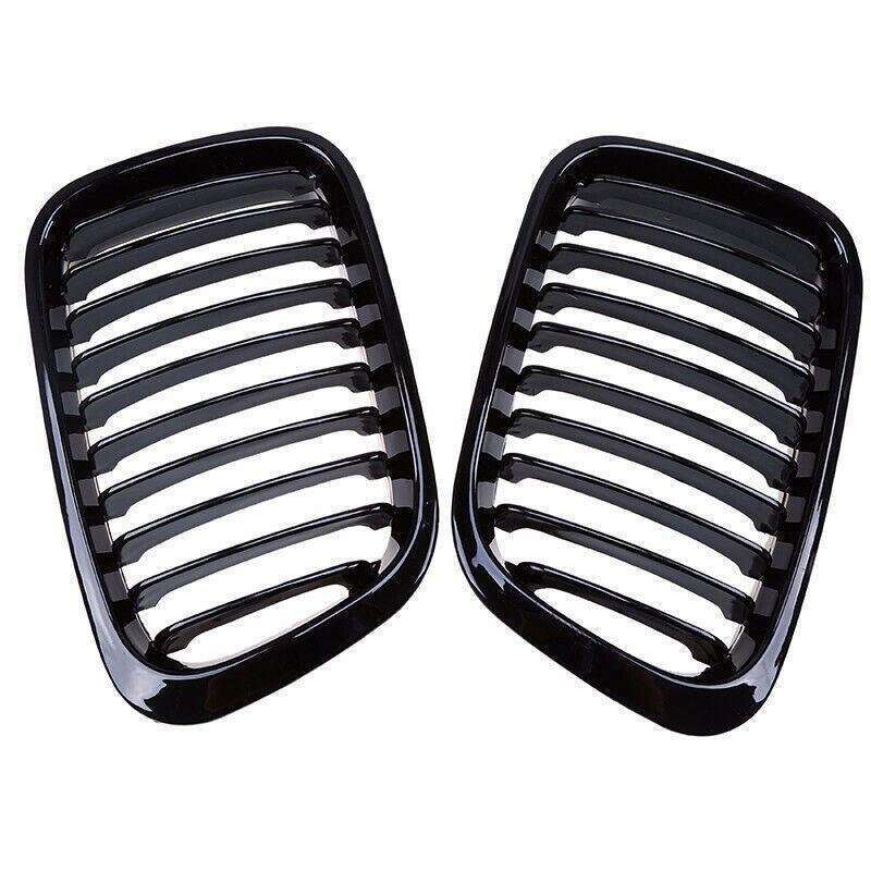 2Pcx Gloss Black Grille Kidney Grill fit for BMW E46 3 Series 4 Door 1998-2001