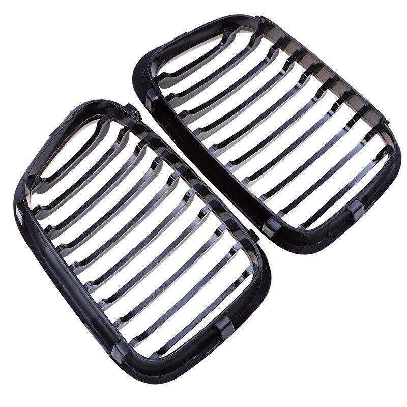 2Pcx Gloss Black Grille Kidney Grill fit for BMW E46 3 Series 4 Door 1998-2001
