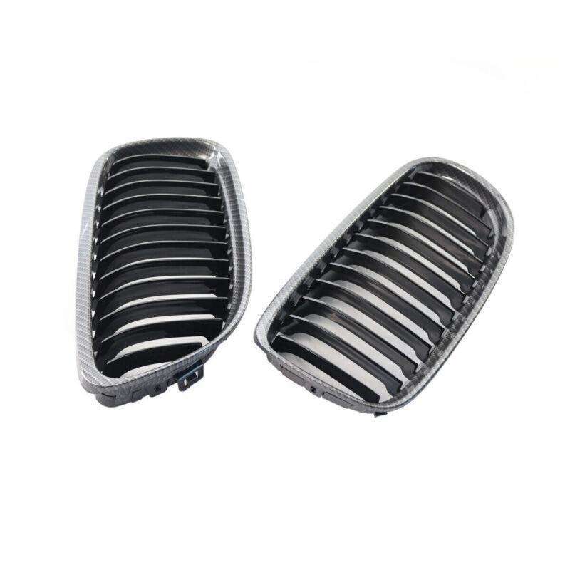 2X/Set Car Front Grille Carbon Fiber fit for BMW 3Series E90 09-11 10 Mesh Grill