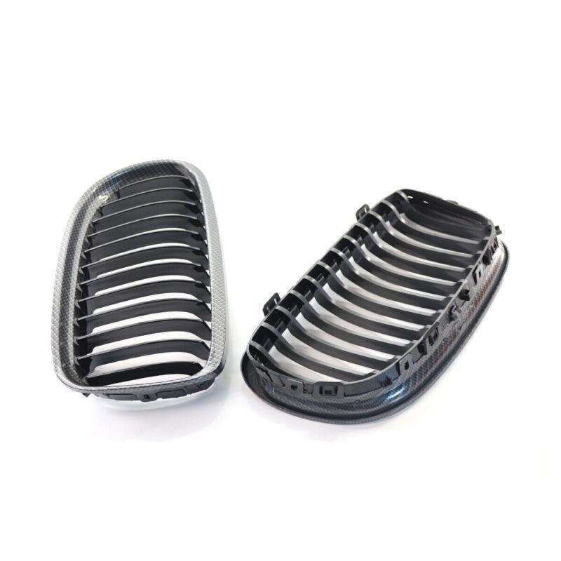 2X/Set Car Front Grille Carbon Fiber fit for BMW 3Series E90 09-11 10 Mesh Grill