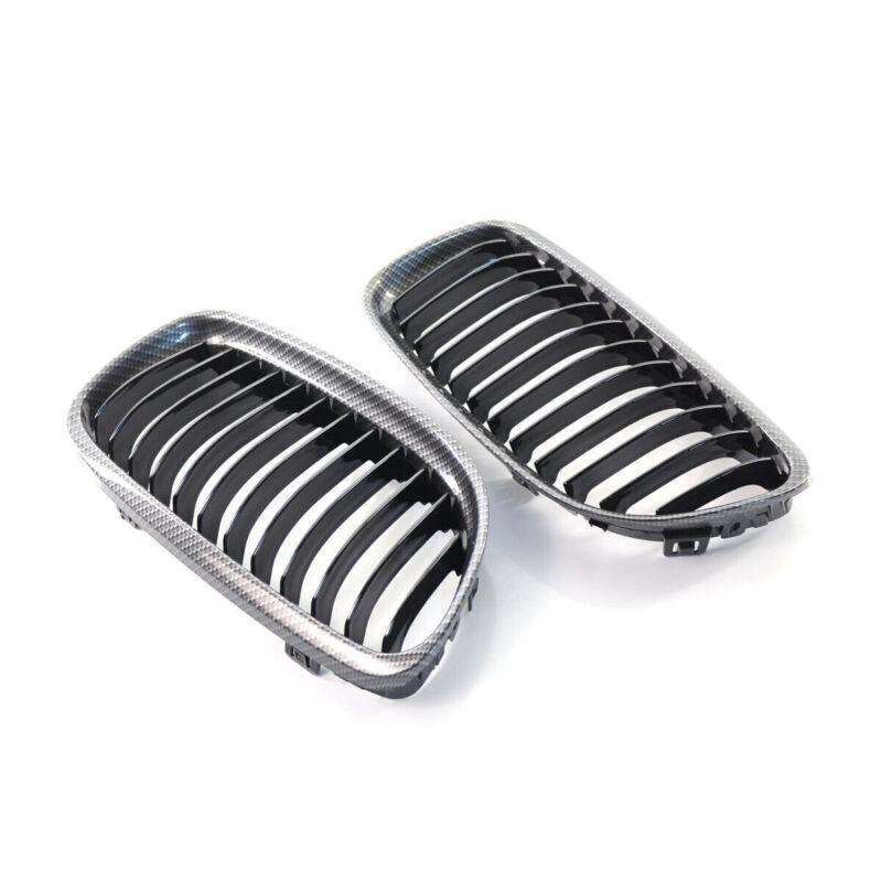 2X/Set Car Front Grille Carbon Fiber fit for BMW 3Series E90 09-11 10 Mesh Grill