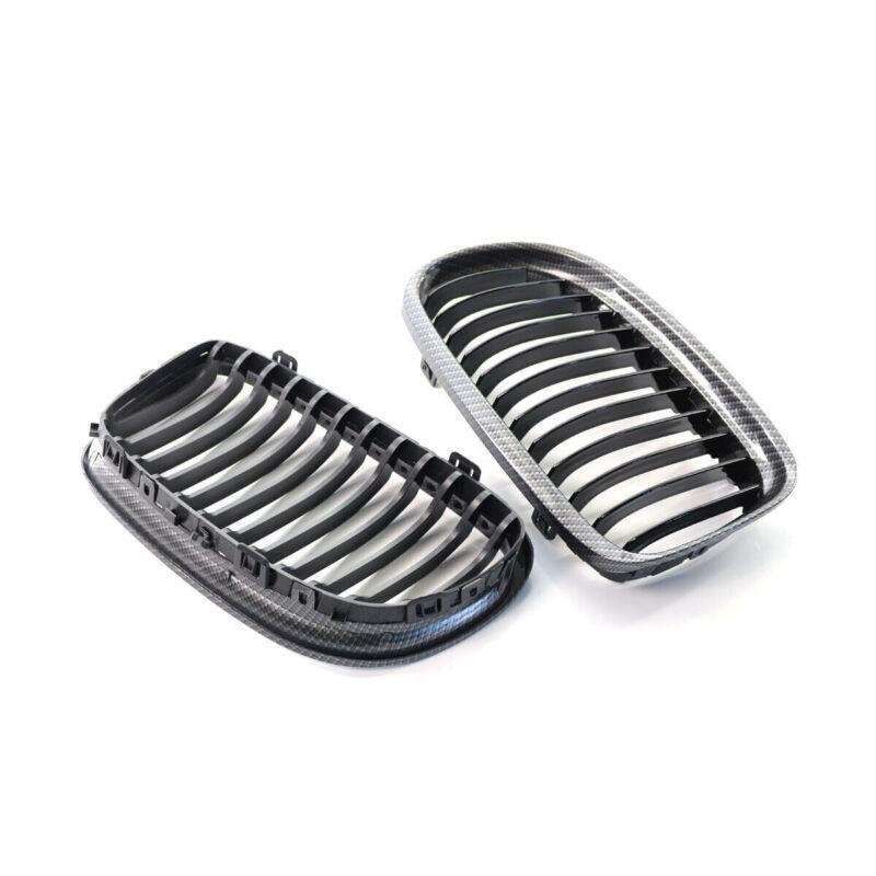 2X/Set Car Front Grille Carbon Fiber fit for BMW 3Series E90 09-11 10 Mesh Grill