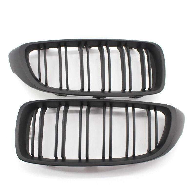 2X/Set Grille Matte Black Dual Slat Grill for BMW 4 Series F32 F33 F36 F82 Coupe