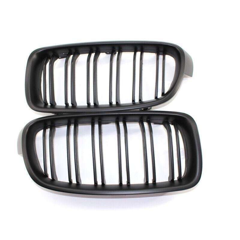 2X/Set Matte Black Grille Dual Line Fits for BMW 3 Series M3 F30 F35 2012 - 2016