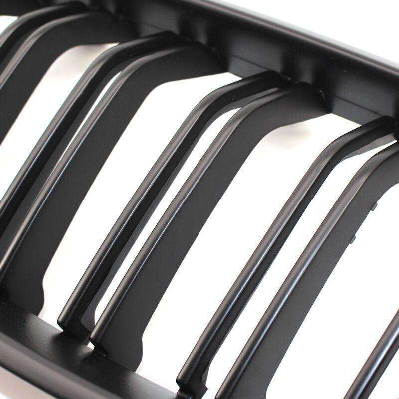 2X/Set Matte Black Grille Dual Line Fits for BMW 3 Series M3 F30 F35 2012 - 2016