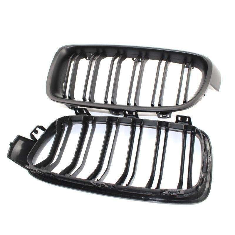 2X/Set Matte Black Grille Dual Line Fits for BMW 3 Series M3 F30 F35 2012 - 2016