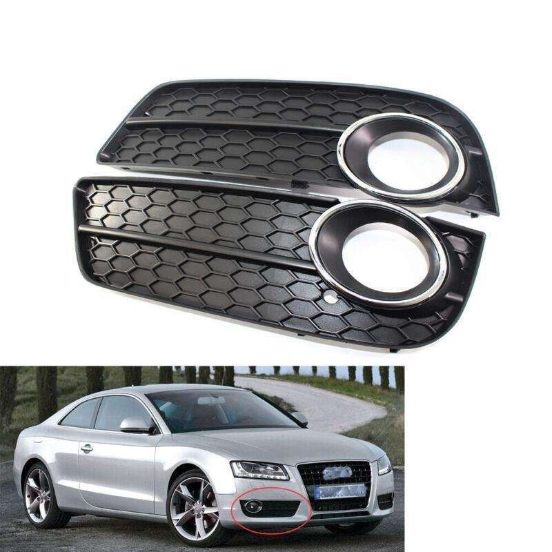 2X ABS Car Front L&amp;R Bumper Fog Light Lower Grille Cover for Audi A5 2008-2011