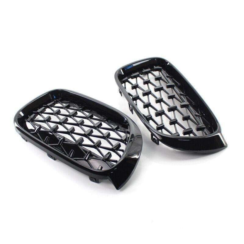For BMW X3 X4 F25 F26 2014-2017 Diamond Gloss Black Front Kidney Grill Grille