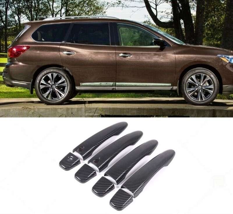 For Nissan Pathfinder 2013-2020 ABS Carbon Fiber Outside Door Handle Cover 4pcs