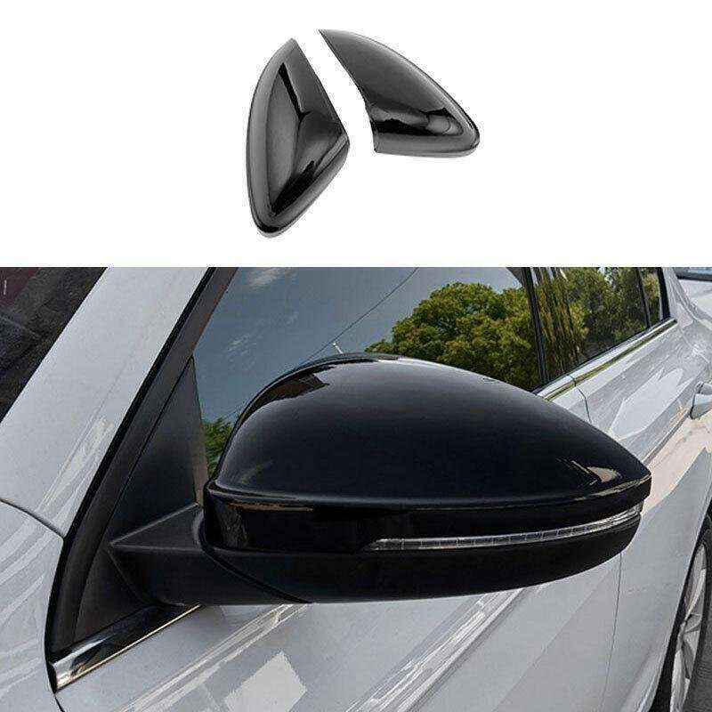 Black Exterior Rear View Mirror Cover Trim For Volkswagen Jetta MK7 2019-2021