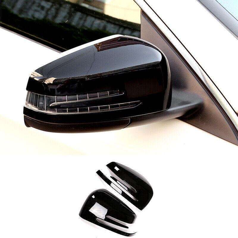 For Benz S-Class 2010-2012 Bright Black Rear View Side Door Mirror Cover 2PCS