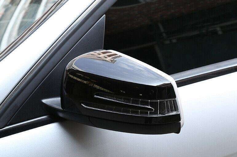 For Benz S-Class 2010-2012 Bright Black Rear View Side Door Mirror Cover 2PCS
