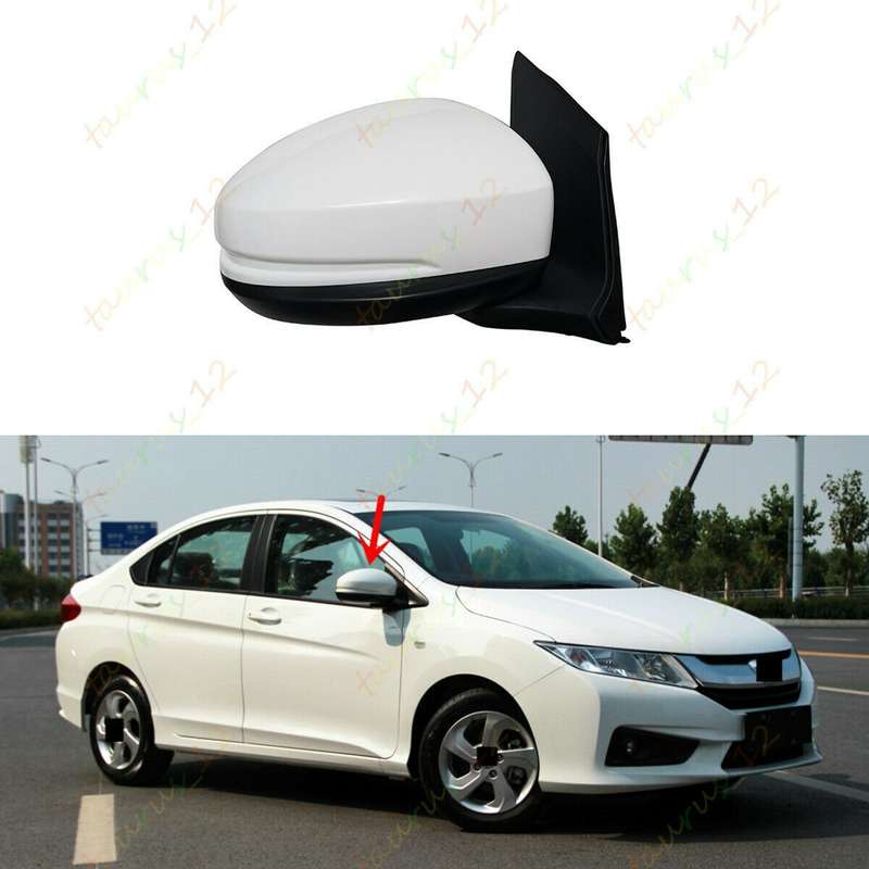 White Right Side Rearview Mirror Assembly 3-Pin For Honda City / Grace 2013-2019
