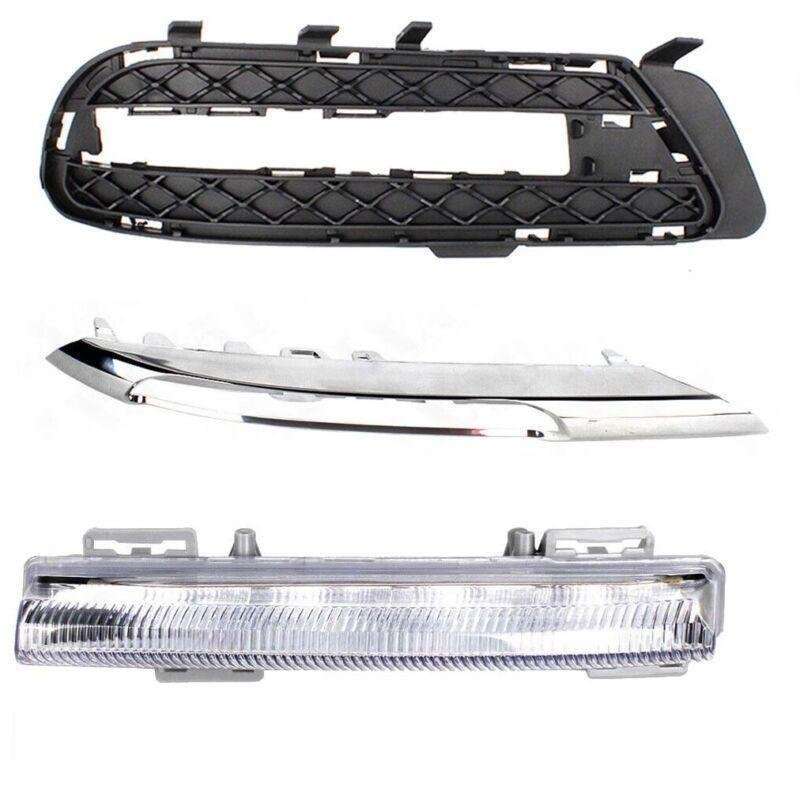 Set Fog Light Lamp Grille &amp; Trim For Mercedes W212 E250 E300 E350 2009-13 Right