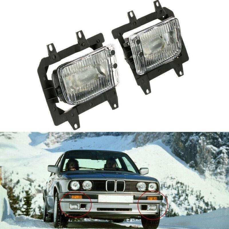 For 1985-93 BMW E30 3 Series 2 Door Front Bumper Clear Fog Light Lens Cover Kit