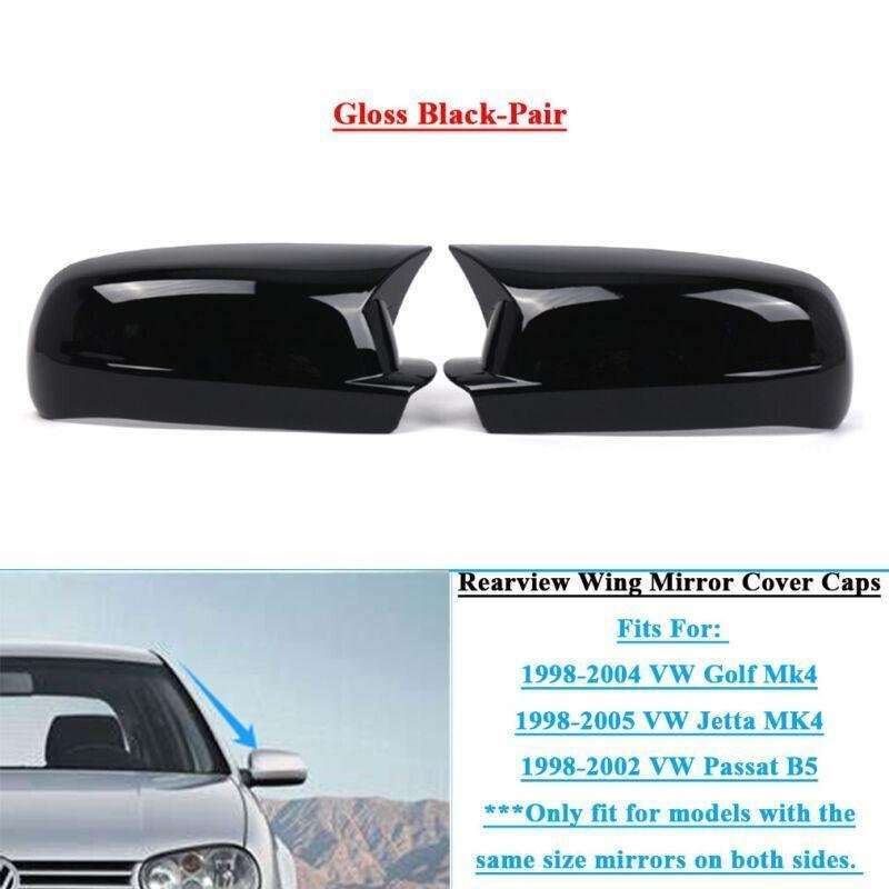2x Wing Mirror Cover Caps For VW Golf Jetta Mk4 Passat B5 1998-2004 Gloss Black