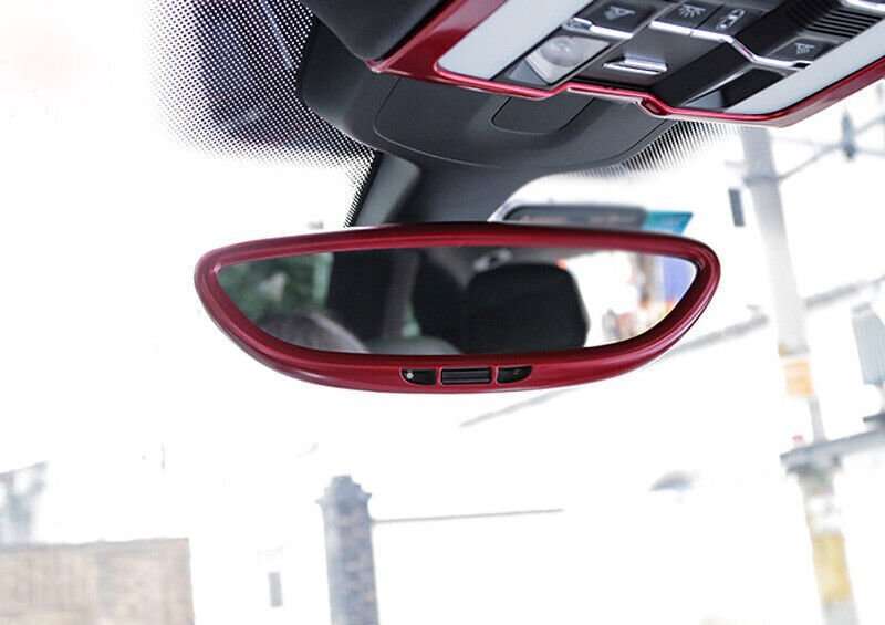 Interior Interior Console Rearview Mirror Trim For Porsche Cayenne 2011-2017 Red
