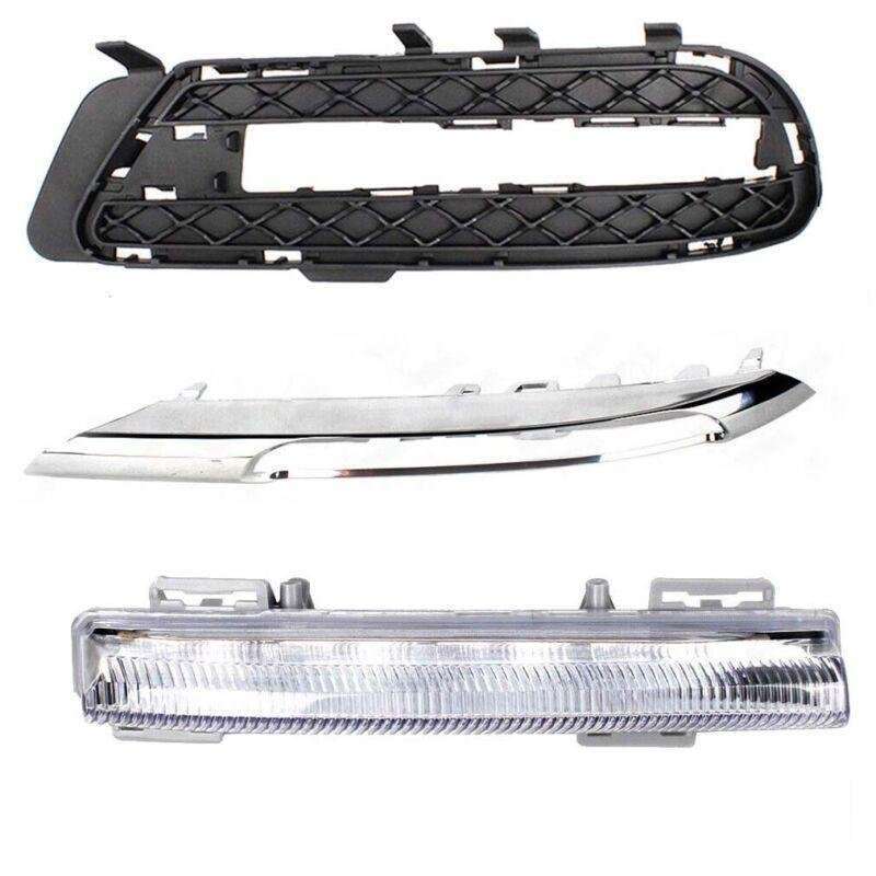Set Fog Light Lamp Grille &amp; Trim For Mercedes W212 E250 E300 E350 2009-2013 Left