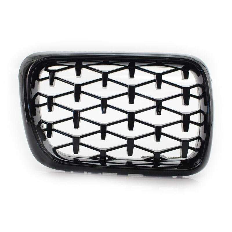1 Pair Front Gloss Black Grille Diamond Meteor Style Fit BMW E36 3 Series 97-99