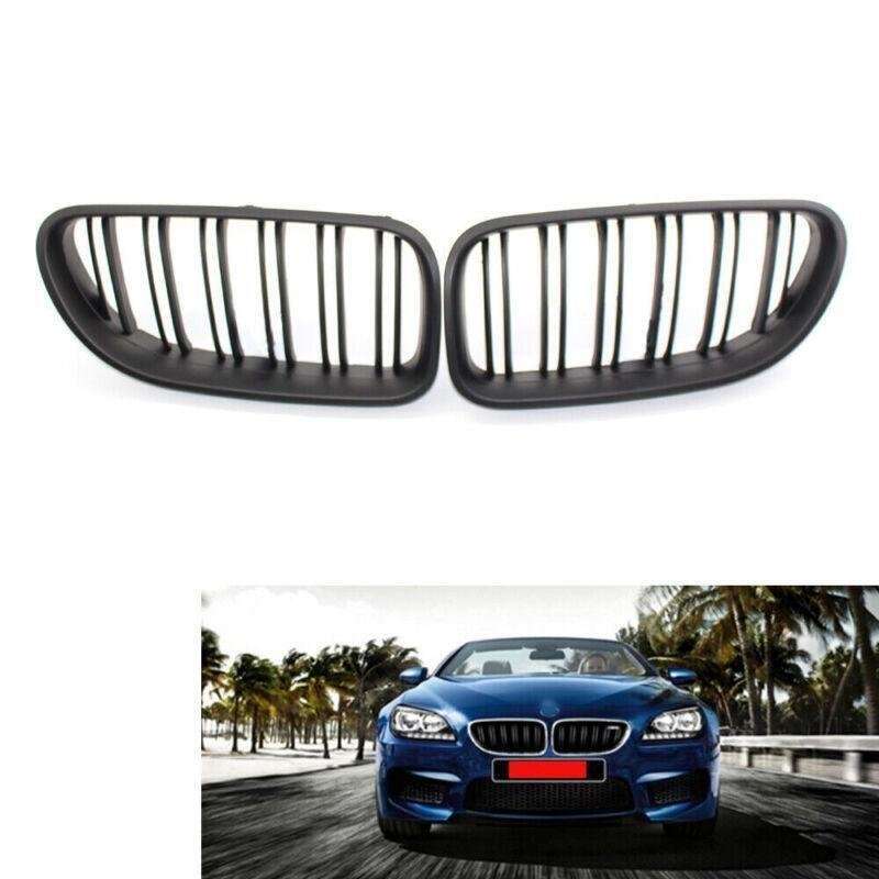 Pair For BMW F06 F12 F13 2012 - 2017 Matte Black Grille M6 STYLE Dual Slat Grill