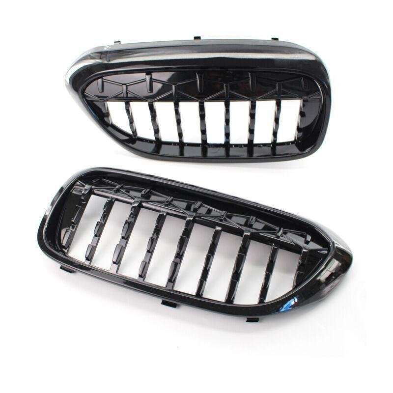 Pair Front Kidney Grille Grill Gloss Black Fit For BMW 5 Series G30 G38 17-19