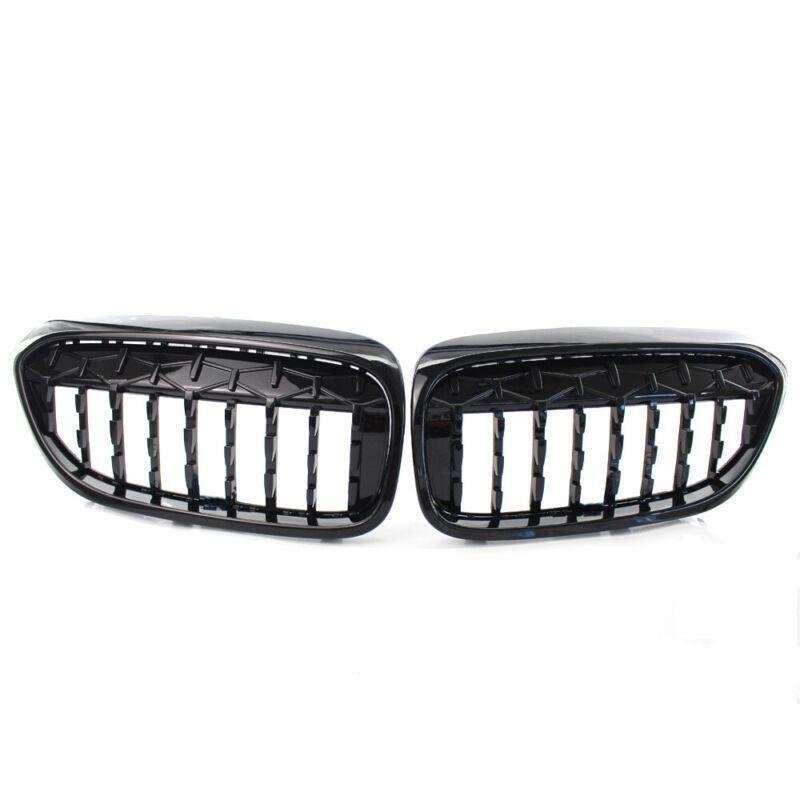 Pair Front Kidney Grille Grill Gloss Black Fit For BMW 5 Series G30 G38 17-19