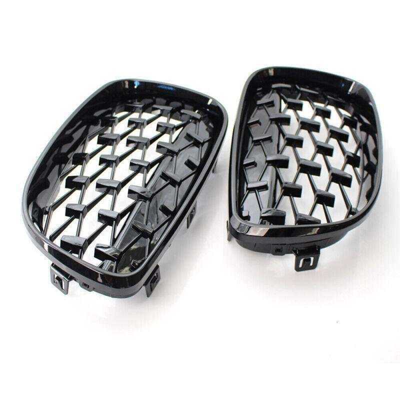 Pair of Black Diamond Style Front Grille Fits BMW E81 E82 E87 E88 1 Series 08-11
