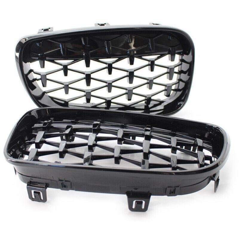 Pair of Black Diamond Style Front Grille Fits BMW E81 E82 E87 E88 1 Series 08-11