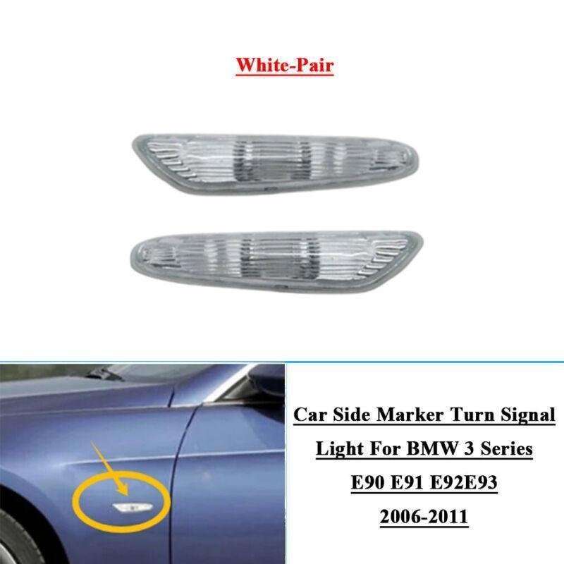 2x Car Side Marker Turn Signal Lights For BMW E90 E91 E92 E93 2006-2011 White