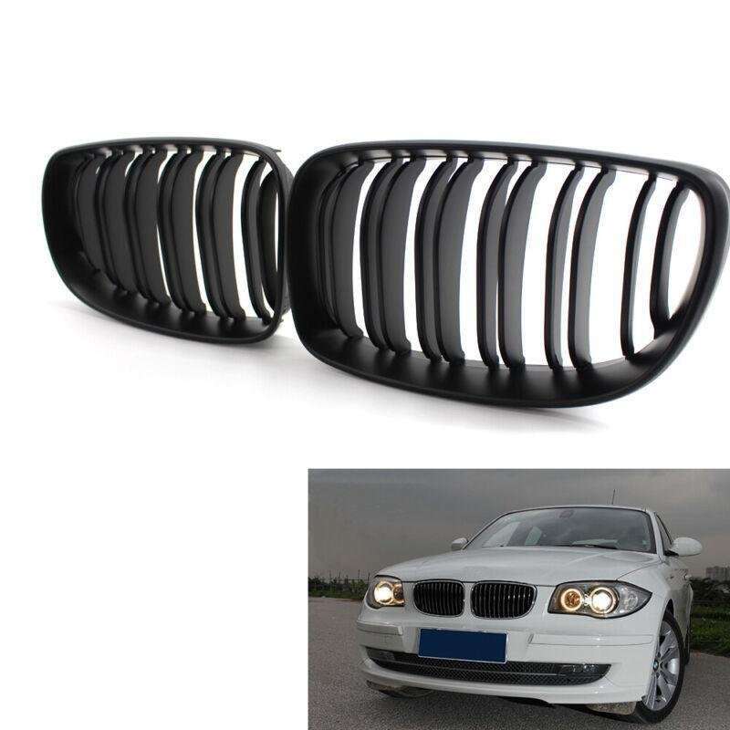 2X/Set Matte Black Dual Slat Front Grille Fit for BMW 1 Series E87 E82 E88 Grill