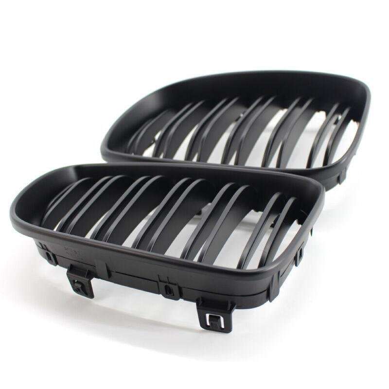 2X/Set Matte Black Dual Slat Front Grille Fit for BMW 1 Series E87 E82 E88 Grill