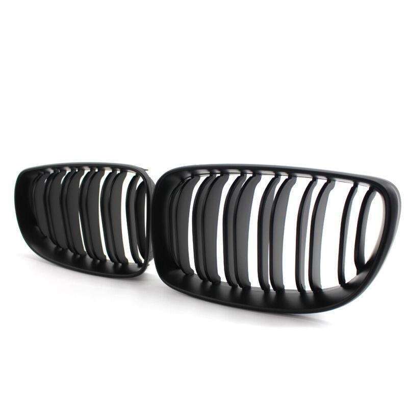 2X/Set Matte Black Dual Slat Front Grille Fit for BMW 1 Series E87 E82 E88 Grill