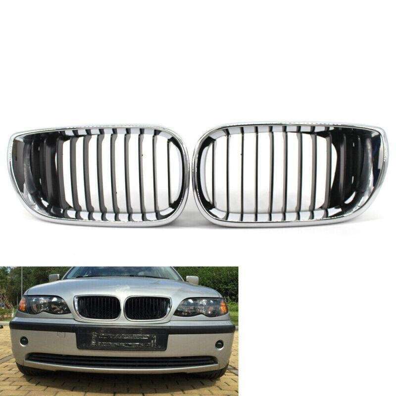 For BMW E46 Front Grille 02-05 3 Series 4 Door Gloss Kidney Style Half Silver