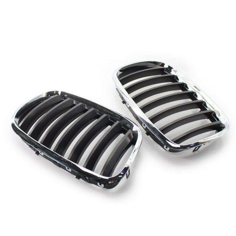 For BMW X5 X6 E70 E71 2007-2013 Chrome Frame Glossy Black Slat Grill Car Grille