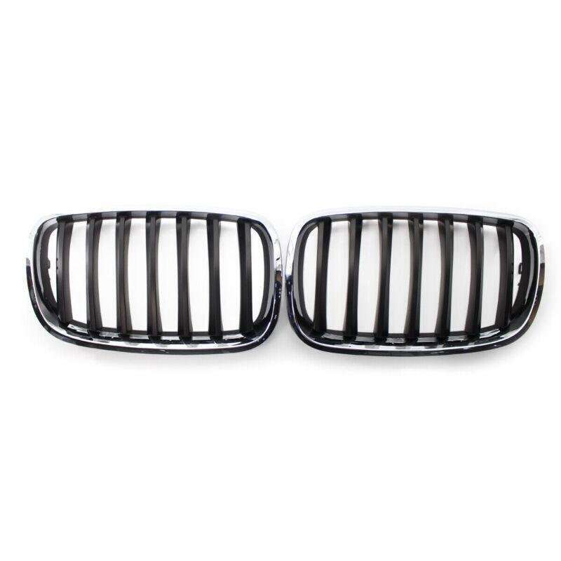 For BMW X5 X6 E70 E71 2007-2013 Chrome Frame Glossy Black Slat Grill Car Grille
