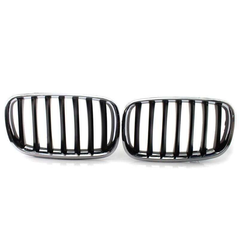 For BMW X5 X6 E70 E71 2007-2013 Chrome Frame Glossy Black Slat Grill Car Grille