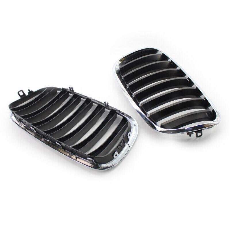For BMW X5 X6 E70 E71 2007-2013 Chrome Frame Glossy Black Slat Grill Car Grille