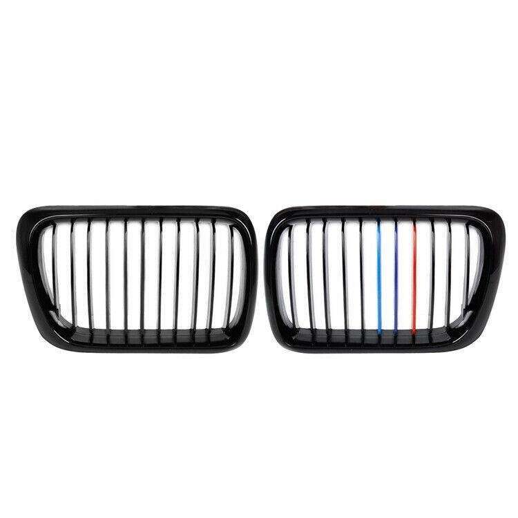 2Pcx Gloss Black M-Color Front Kidney Grille fit for BMW E36 3 Series M3 97-99