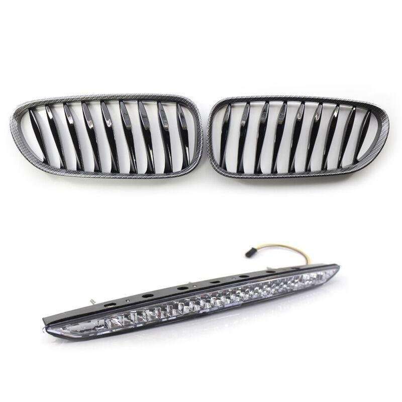 Carbon Fiber Front Grille&amp;3rd Brake Stop Light White Fit for BMW Z4 E85 03-08
