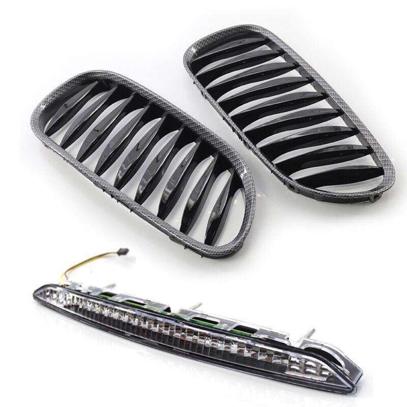 Carbon Fiber Front Grille&amp;3rd Brake Stop Light White Fit for BMW Z4 E85 03-08
