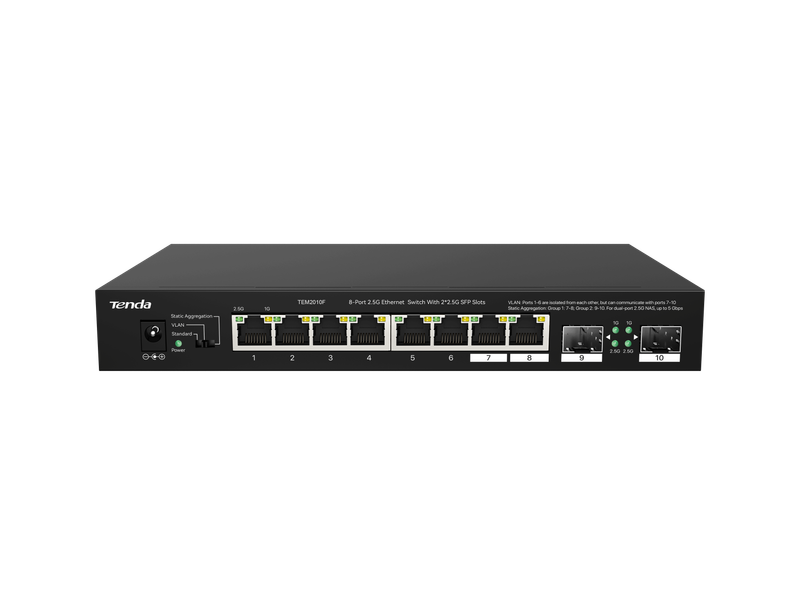 Tenda 8-Port 2.5G Ethernet Switch With 2X 2.5G Sfp Slots Tem2010F