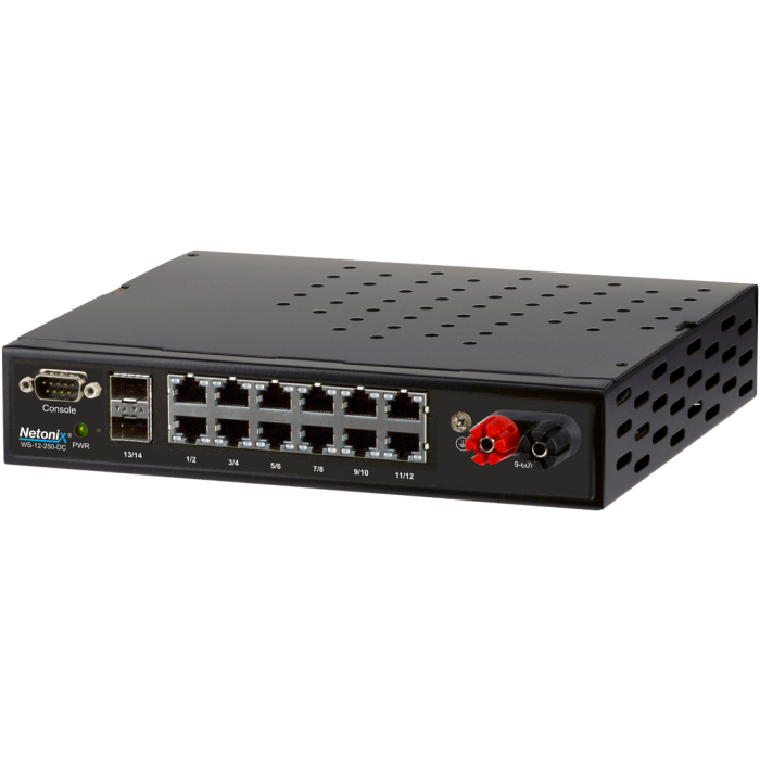 Netonix 12 Port Managed 250W Passive Dc Poe Switch + 2 Sfp Uplink Ports