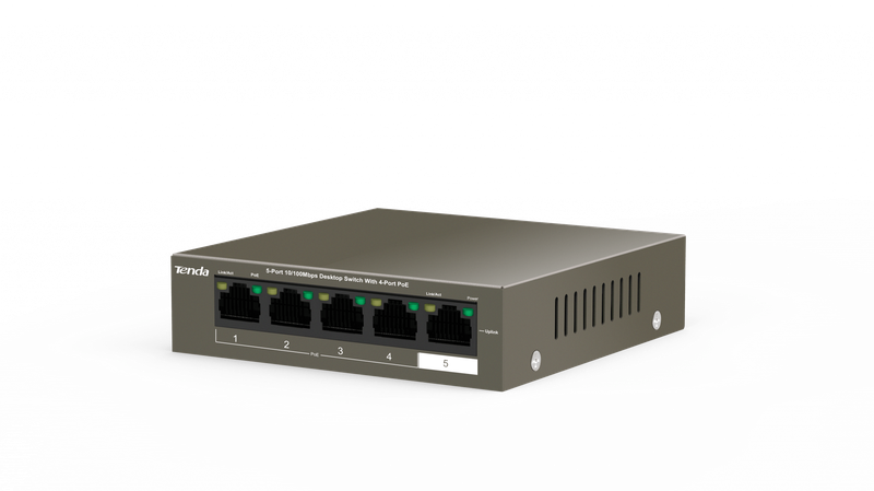 Tenda 5-Port Fast Ethernet Desktop Switch 4-Port Poe Tef1105P-4-63W