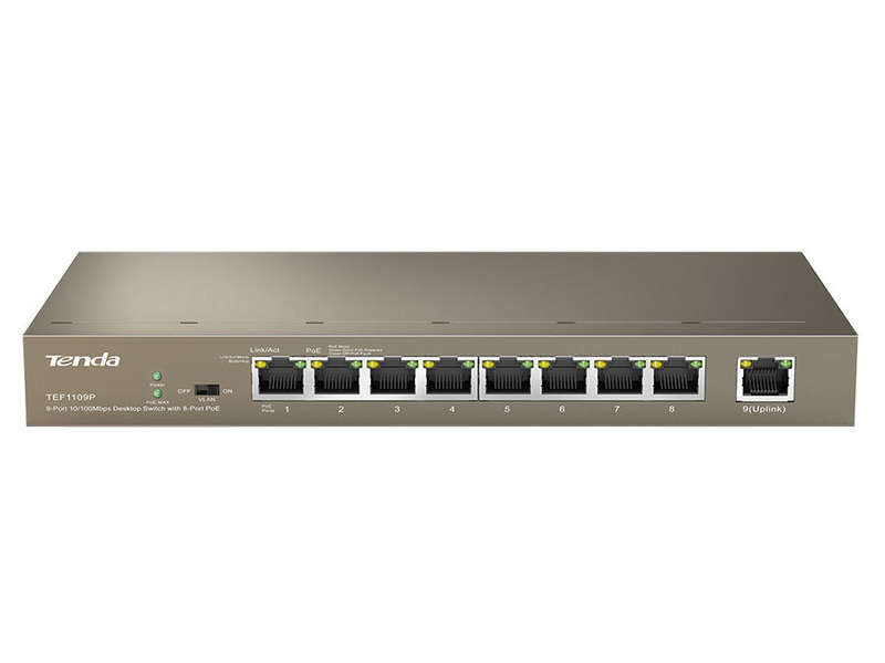 Tenda 9-Port Fast Ethernet Switch With 8-Port Poe Tef1109P-8-63W