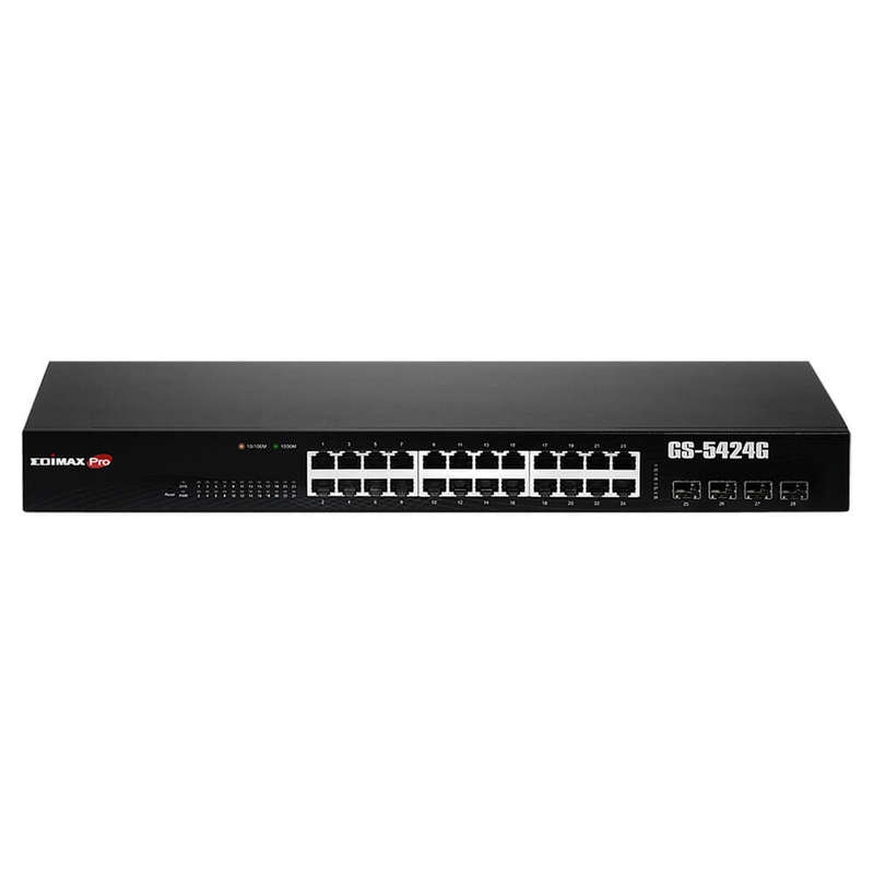 Edimax 24 Port Gb Web Smart Rackmount Switch With 4 Sfp Ports