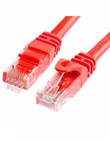 Acconet Cat6 Utp Flylead, 5 Meter, Straight, Stranded Cable, Moulded Boots And Plugs, Red